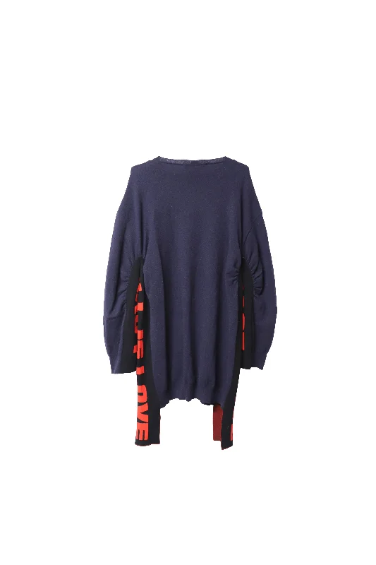 Women's Sporty Chic Clothes Stella McCartney All is Love Oversized Jumper in Navy Blue Wool Women's Sporty Chic Clothes Stella McCartney All is Love Oversized Jumper in Navy Blue Wool