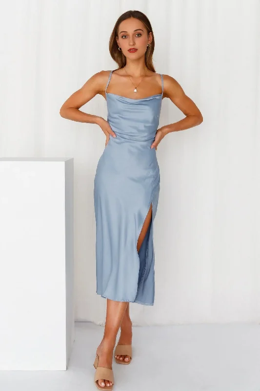Affordable Fashion Clothing For Women Drinks On Me Midi Dress Blue