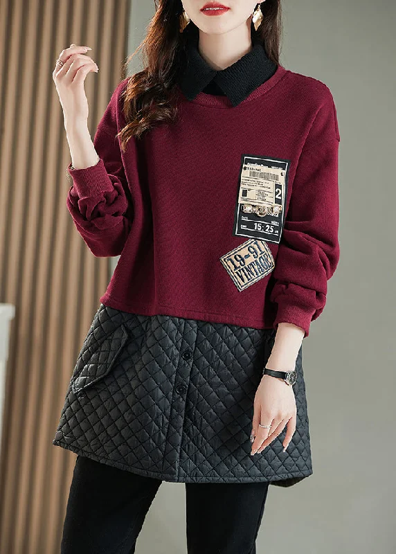 Comfortable Women's Clothes Simple Mulberry Thick Patchwork Warm Fleece Fake Two Piece Dress Spring Comfortable Women's Clothes Simple Mulberry Thick Patchwork Warm Fleece Fake Two Piece Dress Spring