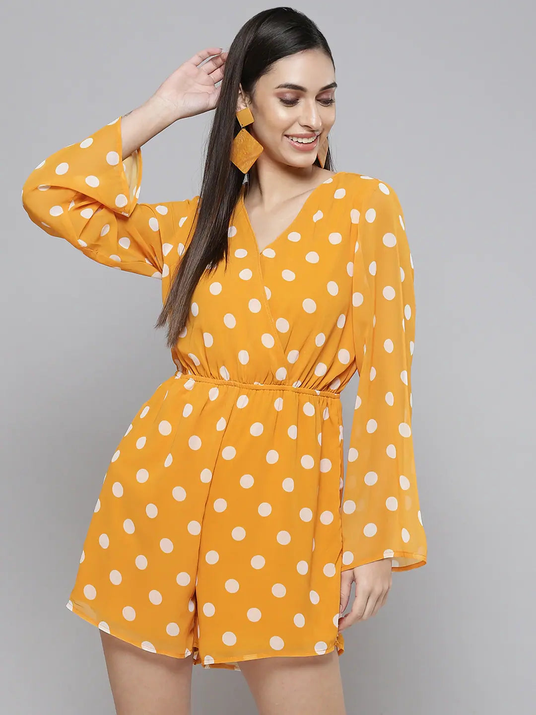 Women's Trendy Outfits Women Printed Mustard Jumpsuits & Sets