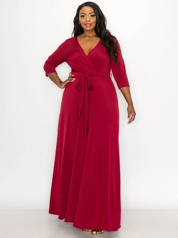 Women's Sporty Clothes Signature Plus Size Maxi Dress in Wine