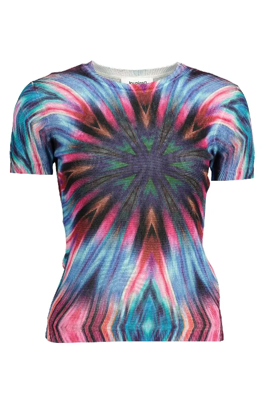 Women's Clothes For Work Events Desigual Elegant Viscose Crew Neck Shirt with Women's Logo Women's Clothes For Work Events Desigual Elegant Viscose Crew Neck Shirt with Women's Logo