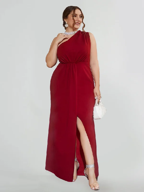 Affordable Trendy Clothes For Women One Shoulder Split Thigh Bridesmaid Dresses