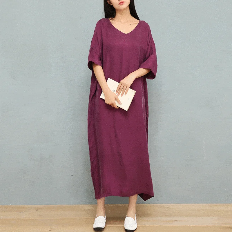 Women's Formal Event Clothing Simple V-Neck Solid Color Silk Midi Dresses