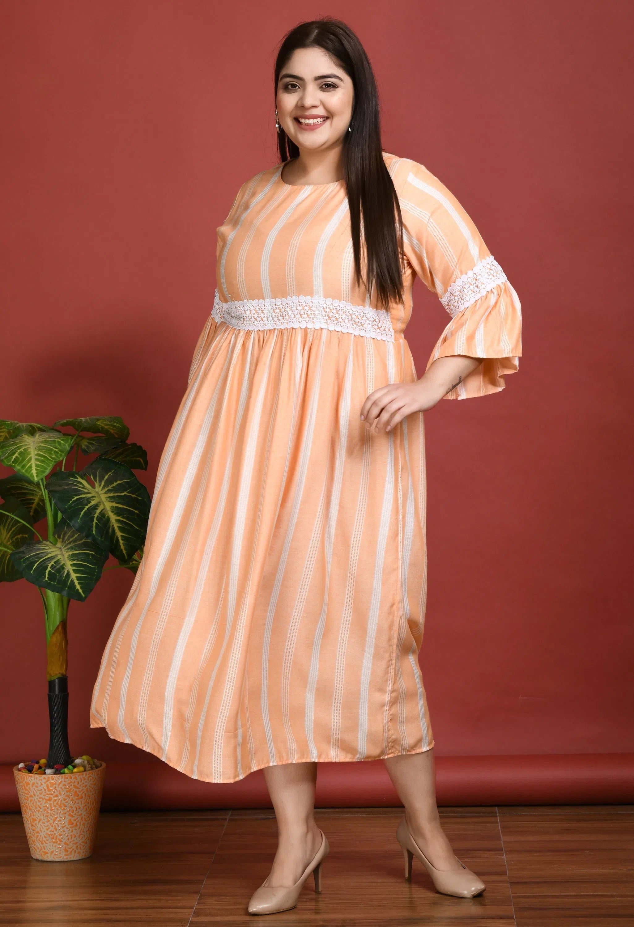 Casual Clothing For Women Women Solid Plus Size Peach Jumpsuits & Sets