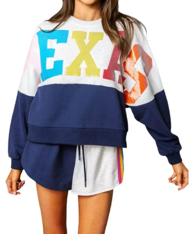 Fashionable Women's Clothes Texas Queen Colorblock Sweatshirt In Multi-Colored