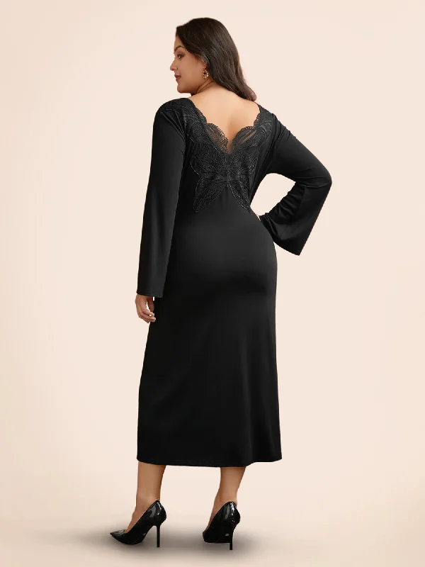 Elegant Attire For The Modern Lady Soft Butterfly Cutout Mesh Maxi Dress