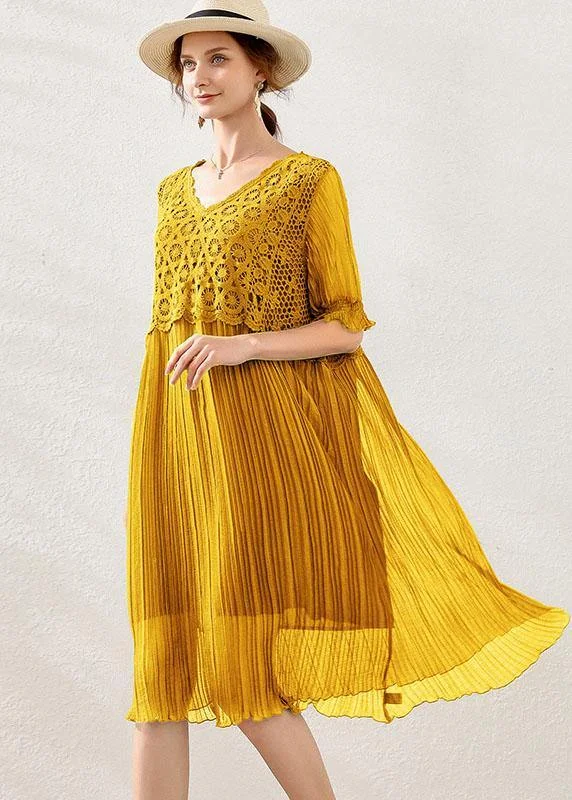 Women's Active Clothing Fitted Yellow V Neck Hollow Out Spring Maxi Dress Short Sleeve Women's Active Clothing Fitted Yellow V Neck Hollow Out Spring Maxi Dress Short Sleeve