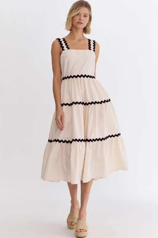 Casual Chic Summertime Sweetheart Ecru Midi Dress