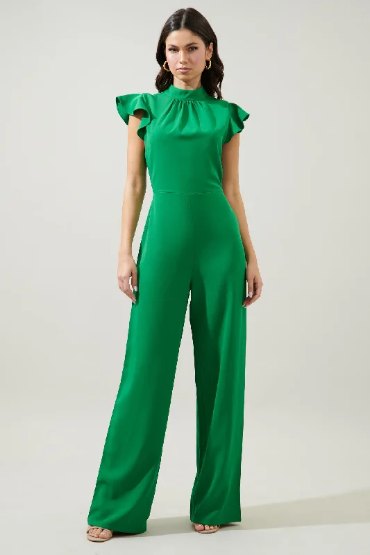 Women's Clothing For Special Occasions Manuela Mock Neck Wide Leg Jumpsuit
