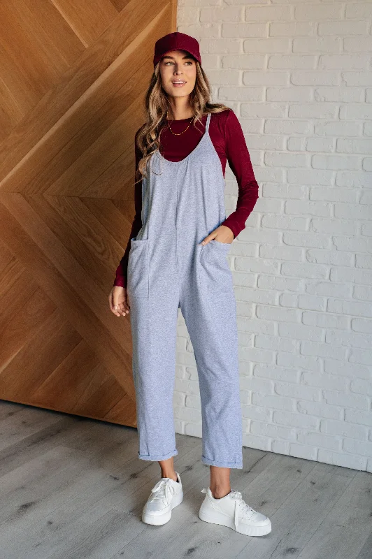 Boutique Dress Online Totally Me Spaghetti Strap Jumpsuit in Heather Grey