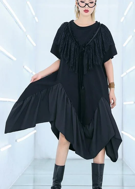 Women's Clothing Unique black patchwork Cotton Tunics half sleeve cotton summer Dresses Women's Clothing Unique black patchwork Cotton Tunics half sleeve cotton summer Dresses