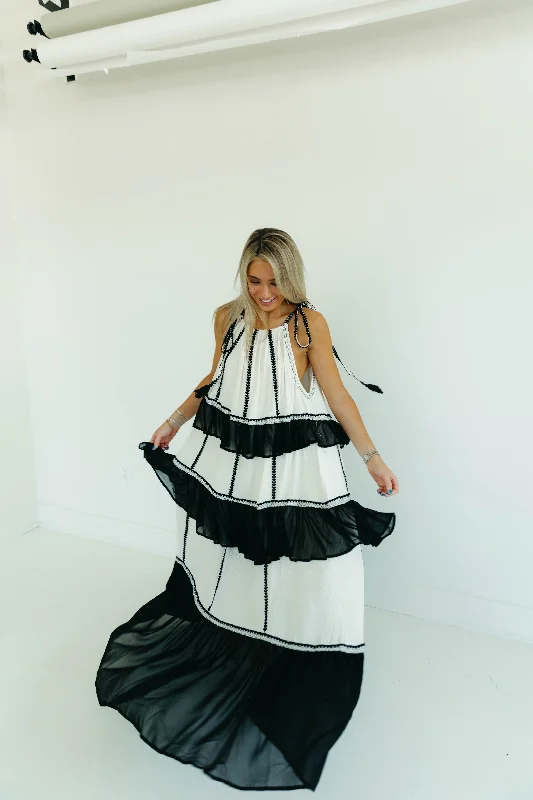Women's Comfortable Clothes For Weekends April Maxi Dress - Ivory/Black