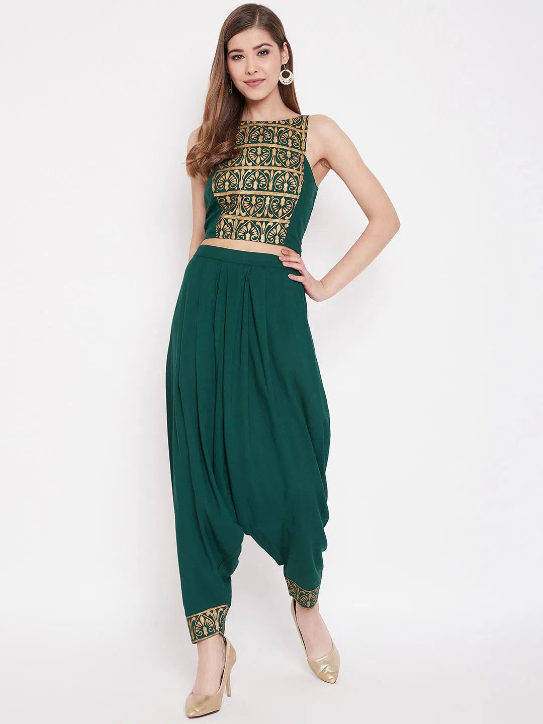 Women's Cozy Clothes Women Solid Standard Bottle Green Jumpsuits & Sets