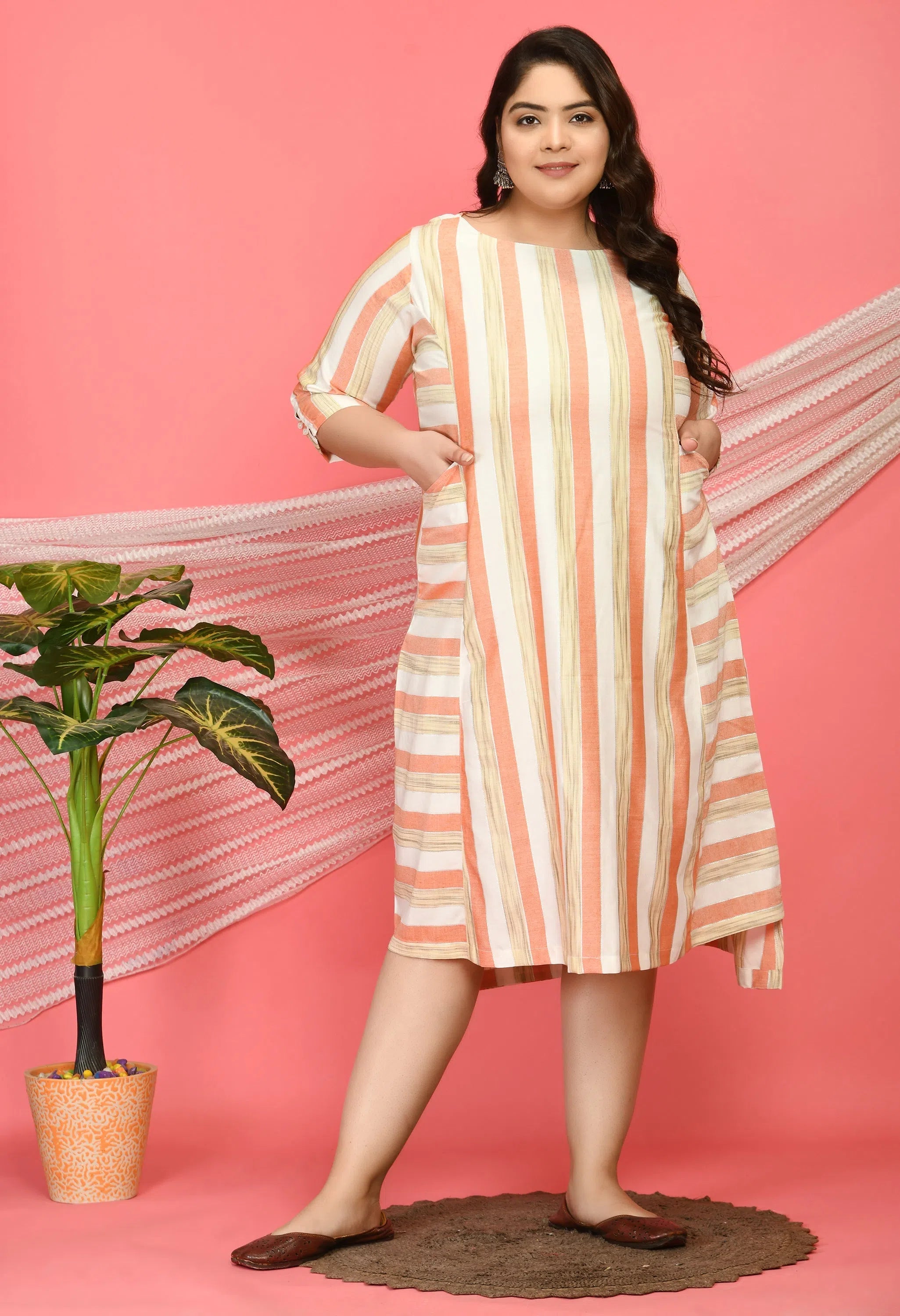 Plus-Size Women's Clothing Women Solid Plus Size Peach Jumpsuits & Sets