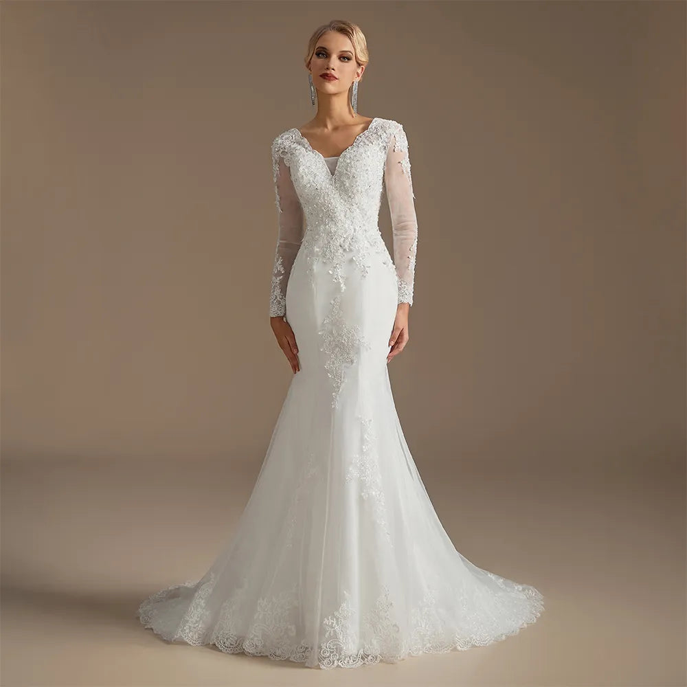 Women's Occasion Wear Clothes Sexy Mermaid Wedding Dresses Lace Appliques Robe De Mariée Wedding Bride Gowns Court Train Backless Vestido De Noiva Women's Occasion Wear Clothes Sexy Mermaid Wedding Dresses Lace Appliques Robe De Mariée Wedding Bride Gowns Court Train Backless Vestido De Noiva