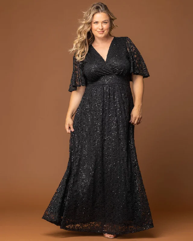 Fashion-Forward Women's Clothing Luminous Sequin Lace Long Gown