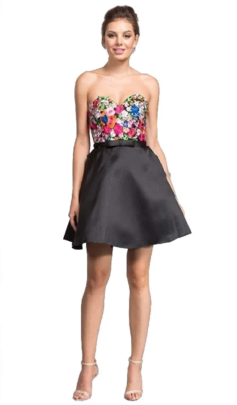 Online Boutiques Affordable Aspeed Design - Aspeed Design Multi-Colored Embroidered Homecoming Dress