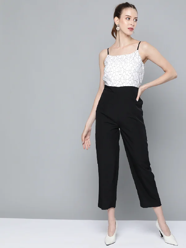 Women's Sporty Chic Clothes White Strappy Lace Jumpsuit