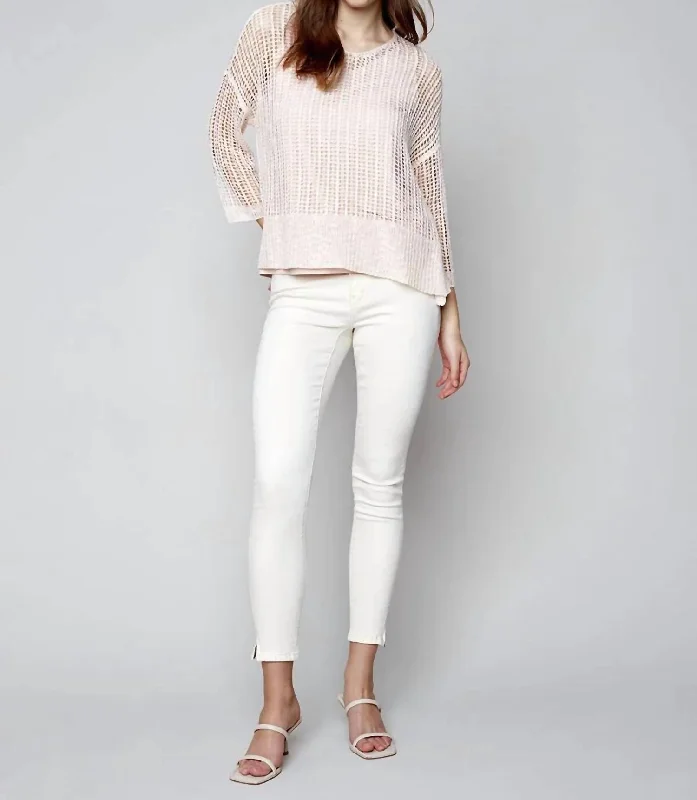 Women's Holiday Clothes Crochet Sweater And Topper In Pearl Pink