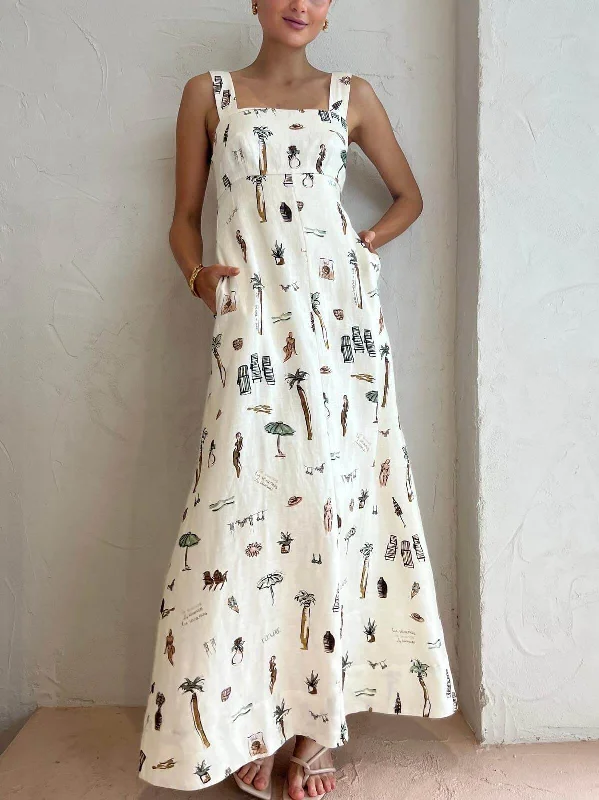 Women's Occasion Wear Clothing Personalized Graffiti Suspender Charming Sexy Backless Maxi Dress Women's Occasion Wear Clothing Personalized Graffiti Suspender Charming Sexy Backless Maxi Dress