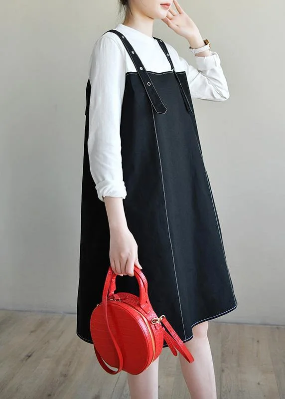 Women's Evening Clothing Women Black Patchwork Cotton Dress Two Piece Set Women Clothing Women's Evening Clothing Women Black Patchwork Cotton Dress Two Piece Set Women Clothing
