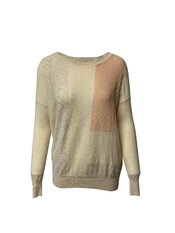 Affordable Women's Clothing Vince Colorbock Sweater in Beige Cashmere