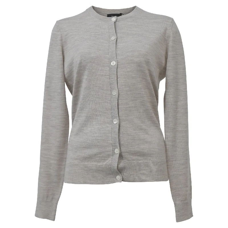 Women's Evening Clothing Theory Regal Buttoned Cardigan in Beige Wool