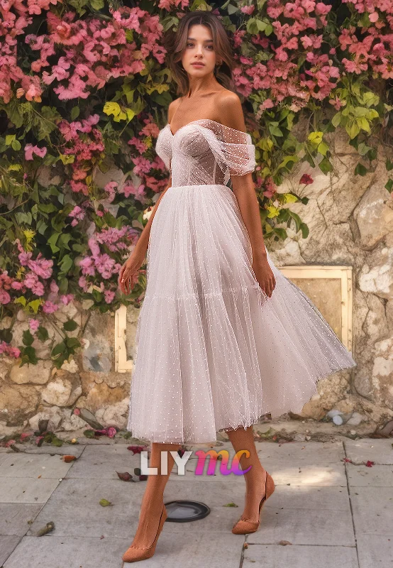 Stylish Outerwear Clothing For Women Off-Shoulder Strapless Tulle A-Line Beach Wedding Dress