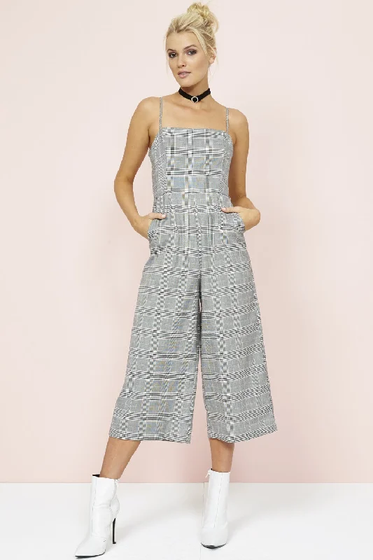 Sale Clothes Online MinkPink POWER TRIP CROPPED CHECK JUMPSUIT - Grey Check