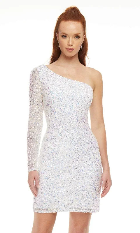 Women's Formal Wear Ashley Lauren - 4457 Full Sequins One Shoulder Fitted Cocktail Dress