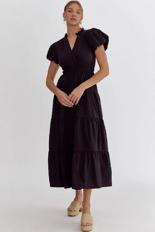 Season Sale Fall Inspiration Black Maxi Dress