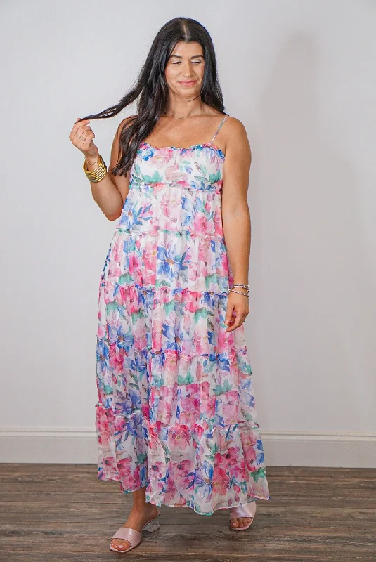 Gift Ideas Pastel Blooms Multicolor Midi Dress