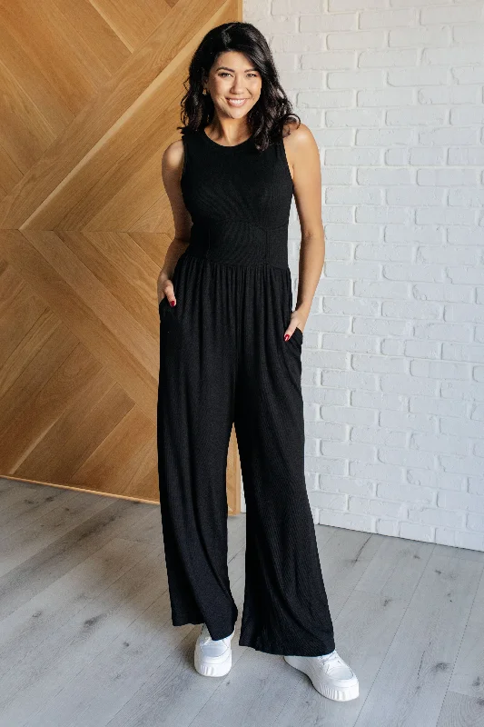 Chic And Comfortable Hilary Wide Leg Jumpsuit in Black WH