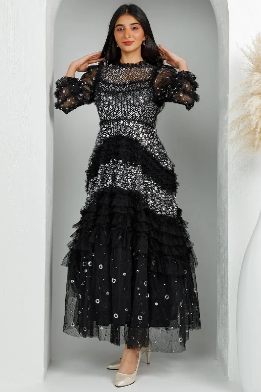 Best Sellers Amira Black Sequin Maxi Dress