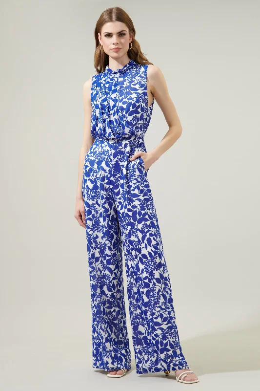 Women's Workout Clothing Kian Floral Siren Drape Neck Jumpsuit