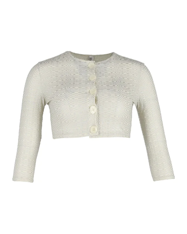 Fashionable Women's Clothes Lisa Marie Fernandez Cropped Cardigan in Cream Viscose Fashionable Women's Clothes Lisa Marie Fernandez Cropped Cardigan in Cream Viscose