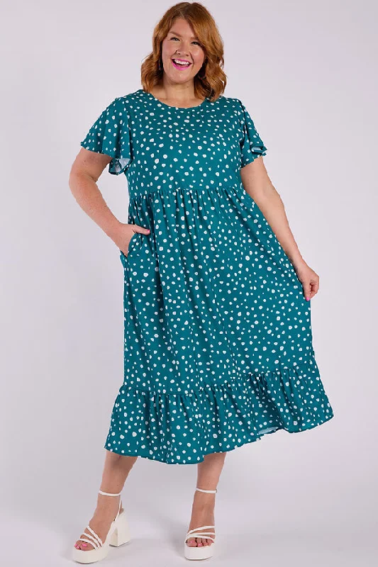 Women's Clothing For Travel Trinity Teal Spot Dress