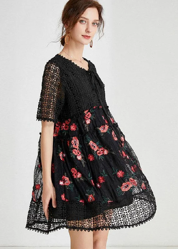 Women's Clothing For Everyday Wear Plus Size Black O-Neck Patchwork Summer Lace Holiday Dress Women's Clothing For Everyday Wear Plus Size Black O-Neck Patchwork Summer Lace Holiday Dress