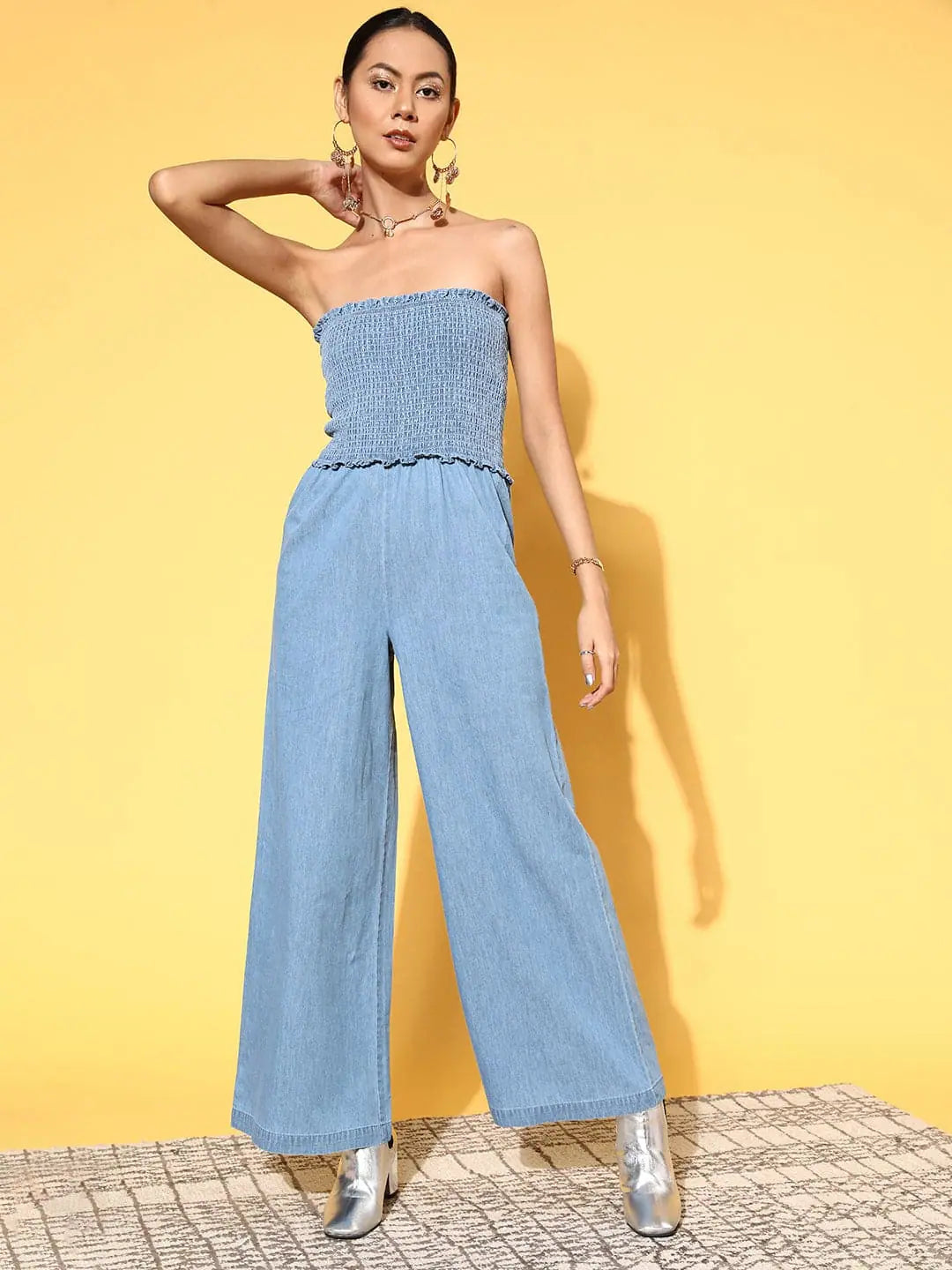 Embrace New Fashion Women Solid Blue Jumpsuits & Sets