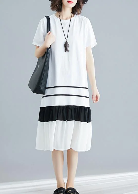 Vintage Clothing For Women Natural white blended tunic dress patchwork loose summer Dress Vintage Clothing For Women Natural white blended tunic dress patchwork loose summer Dress