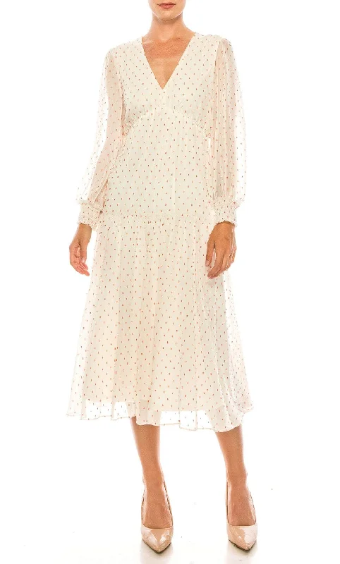 Preppy Style Maison Tara 58118MA - Bishop Sleeve Dot Print Cocktail Dress