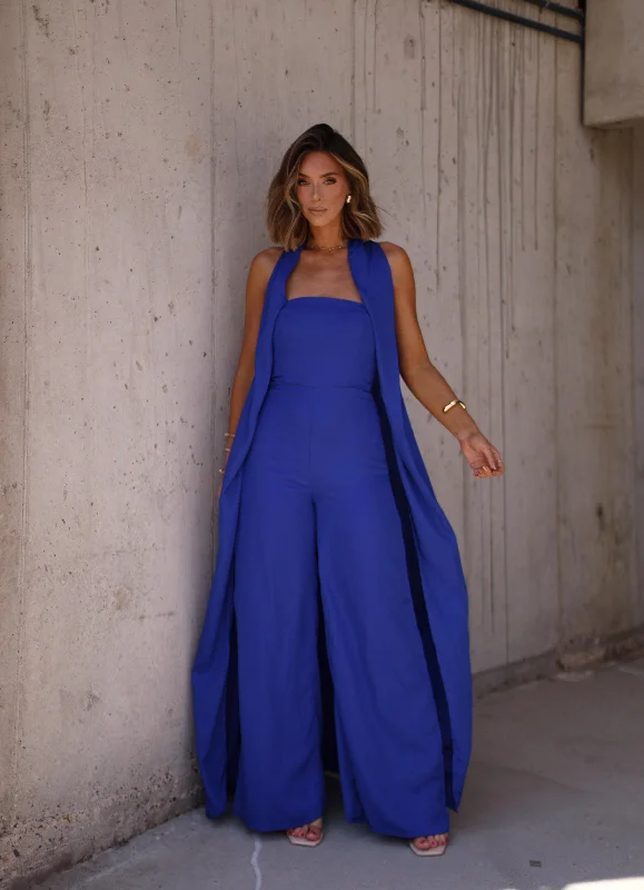 Modern Women's Clothes Bold In Blue Jumpsuit