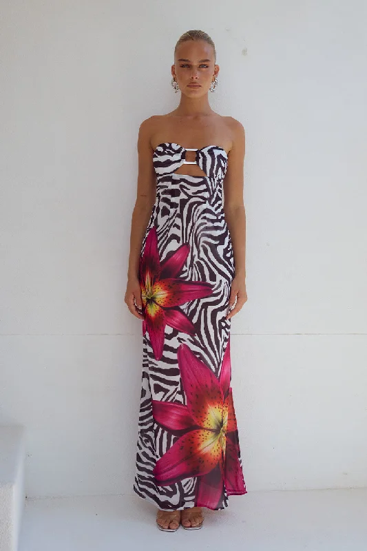 Chic Style, Always In Vogue ALESSIA MAXI DRESS - ZEBRA FLORAL