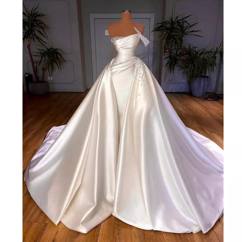 Trendy Athleisure Clothing For Women Msikoods Satin Church Wedding Dresses Elegant Vintage One Shoulder Beads Wedding Bride Dresses White A Line Arabic Wedding Gowns Trendy Athleisure Clothing For Women Msikoods Satin Church Wedding Dresses Elegant Vintage One Shoulder Beads Wedding Bride Dresses White A Line Arabic Wedding Gowns