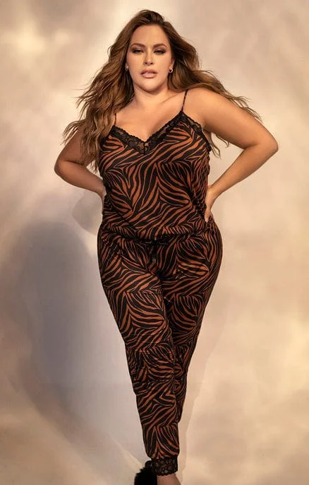 Vibrant Styles Plus Size Sexy Animal Print Jumpsuit Onesie Sleep Lounge Lingerie