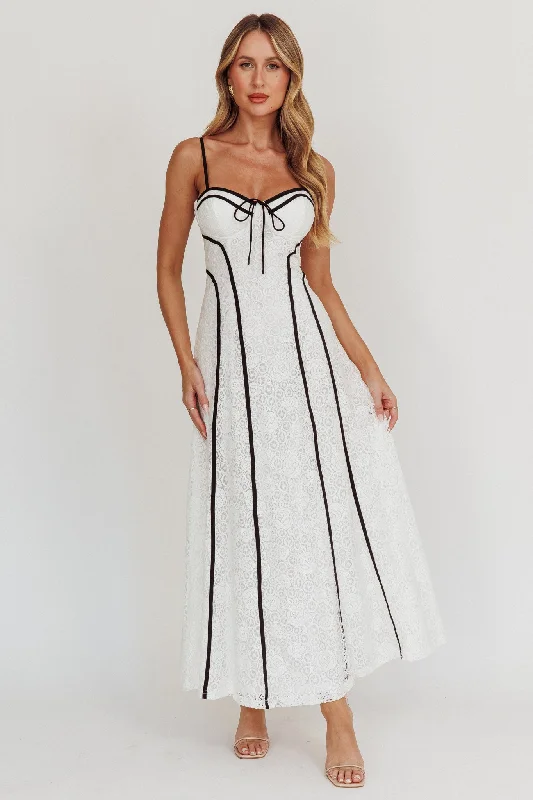 Elegant Attire For The Modern Lady Find Your Way Lace Contrast Maxi Dress White