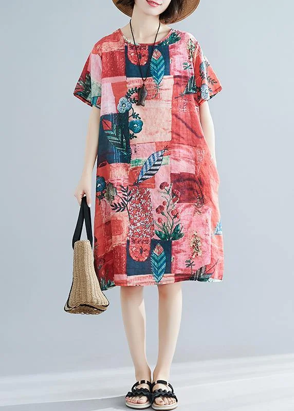 Women's Athletic Clothes Style o neck short sleeve cotton quilting clothes Catwalk floral Dresses summer Women's Athletic Clothes Style o neck short sleeve cotton quilting clothes Catwalk floral Dresses summer
