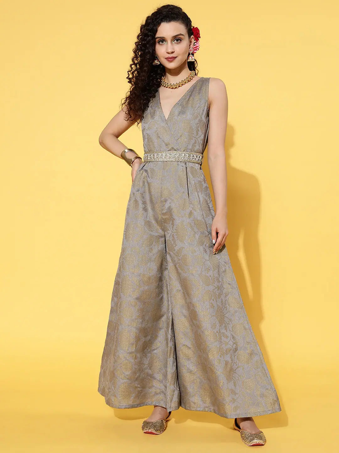 Flash Sale Event Women Solid Grey Jumpsuits & Sets