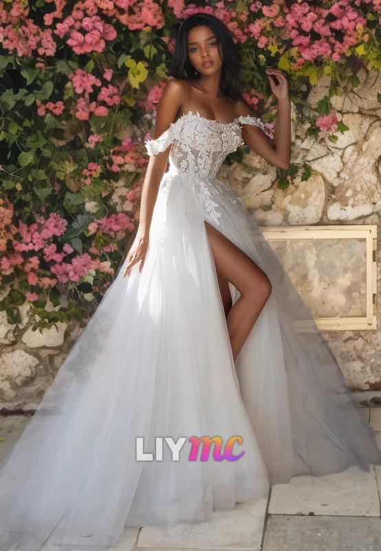Stylish Clothes For Women Off-Shoulder Sleeveless Appliques Ball Gown A-Line Wedding Dress Stylish Clothes For Women Off-Shoulder Sleeveless Appliques Ball Gown A-Line Wedding Dress